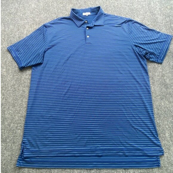 Peter Millar Shirt Mens XXL Polo‎ Blue Stripe Summer Comfort Golf Beach Preppy - Picture 1 of 14